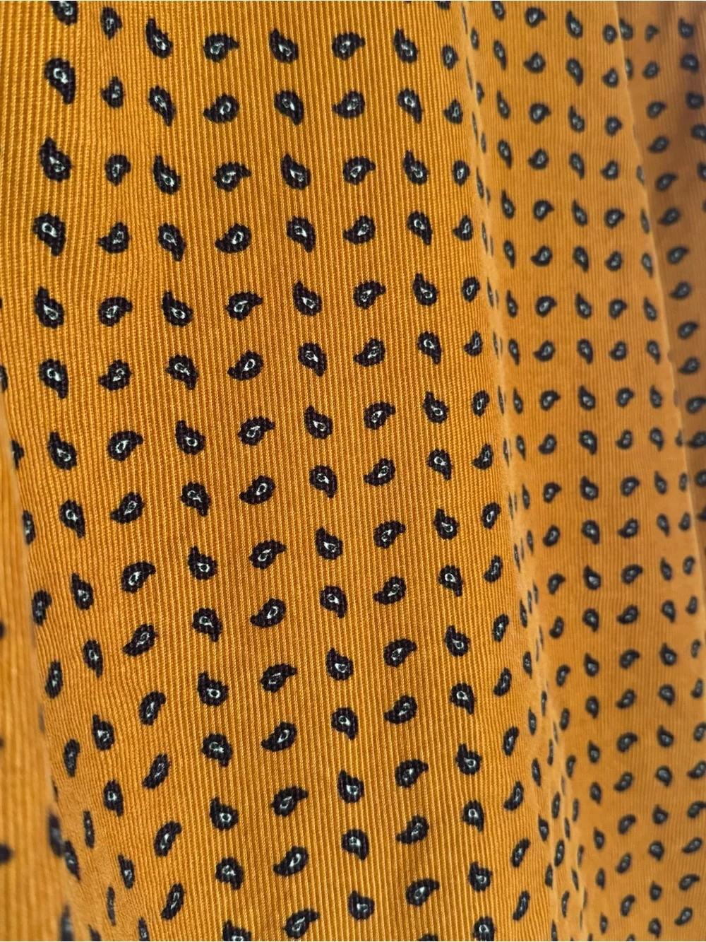 J. Crew Rust Orange Corduroy Button-Up with Navy Paisley Print
